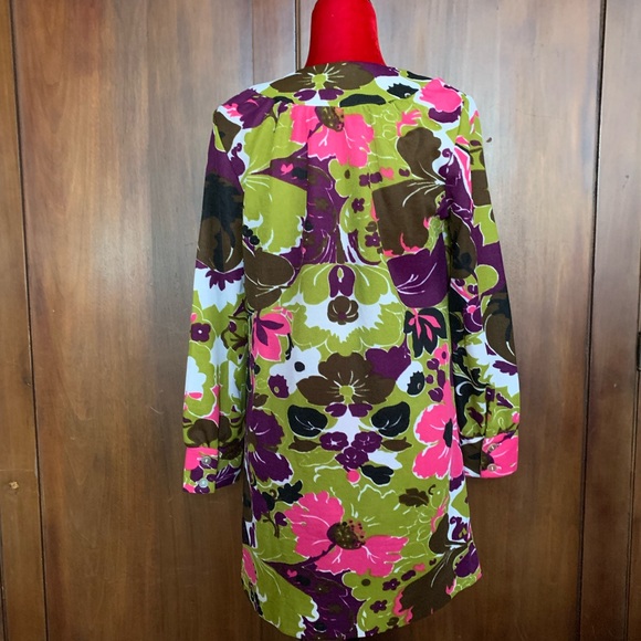 Vintage 70s Flower 🌸 Power Dress/Tunic/Duster/Housecoat M - Picture 5 of 8